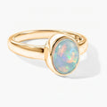D'Joy 1,06 ct. AA natürlicher, äthiopischer Welo Opal Ring, 925 Silber 750 Gelbgold Vermeil