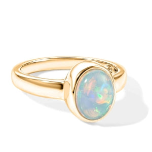 D'Joy AA Natürlicher, äthiopischer Welo Opal Ring 925 Silber 750 Gelbgold vermeil (Größe 18.00) ca. 1,06 ct