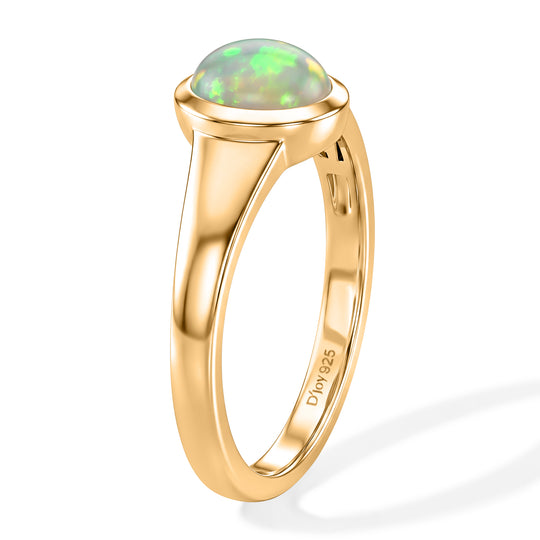 D'Joy AA Natürlicher, äthiopischer Welo Opal Ring 925 Silber 750 Gelbgold vermeil (Größe 21.00) ca. 0,55 ct