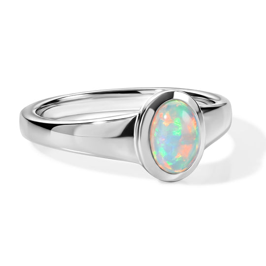 D'Joy AA Natürlicher, äthiopischer Welo Opal Ring 925 Silber 750 Gelbgold vermeil (Größe 21.00) ca. 0,55 ct