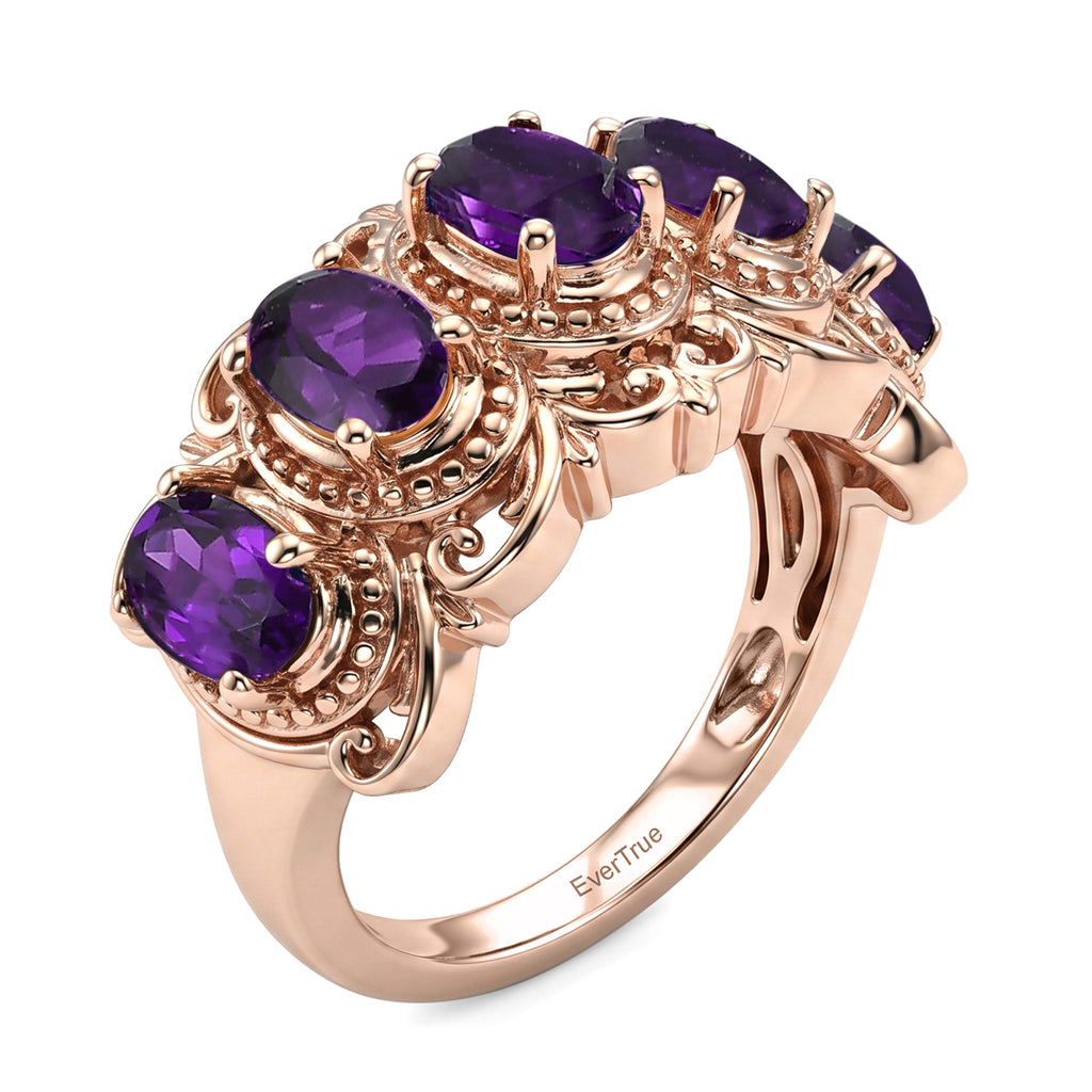 EVER TRUE Afrikanischer Amethyst Ring 950 Kupfer (Größe 20.00) ca. 2,22 ct