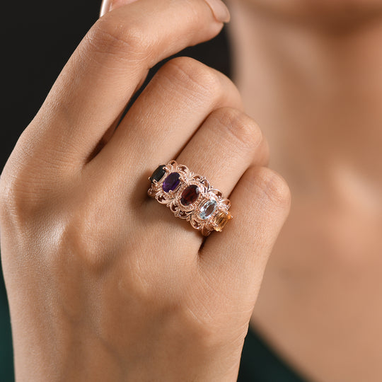EVER TRUE Schwarzer Spinell, Mosambik Granat Ring 950 Kupfer (Größe 19.00) ca. 2,64 ct