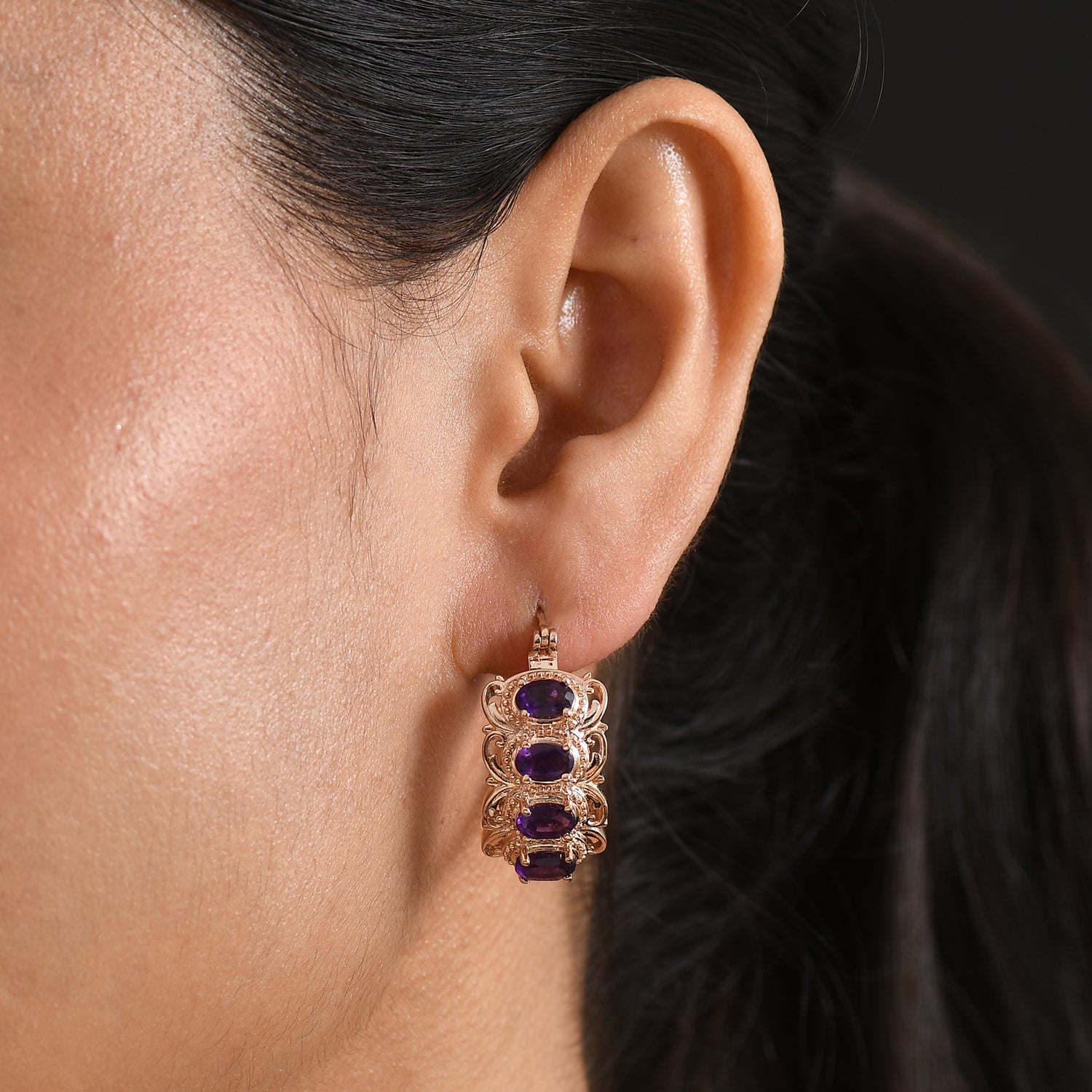 EVER TRUE Afrikanischer Amethyst Ohrringe 950 Kupfer ca. 3.54 ct