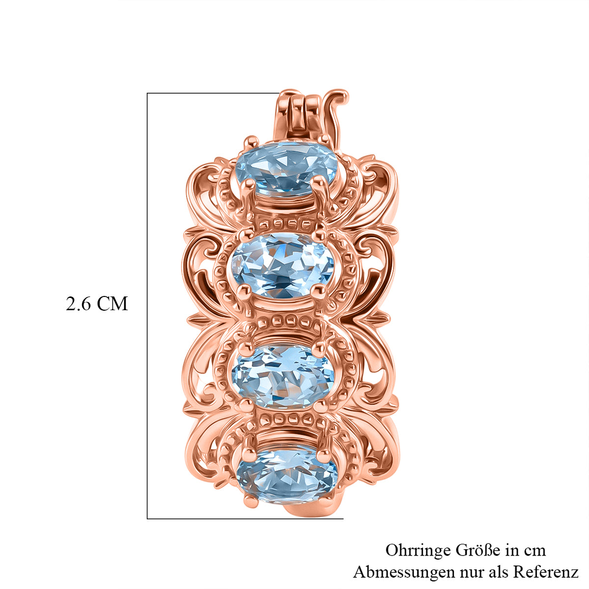 EVER TRUE Himmelblauer Topas Ohrringe 950 Kupfer ca. 4.33 ct