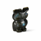 Livmore Hand carved labrodorite gemstone owl size - 6 to 6.5 cm height  colour - dark green