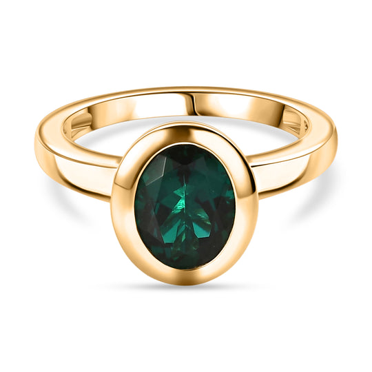 LUXURIANT DIAMOND - AAA Lab Grown Smaragd Ring 925 Silber 750 Gelbgold vermeil (Größe 18.00) ca. 1,74 ct