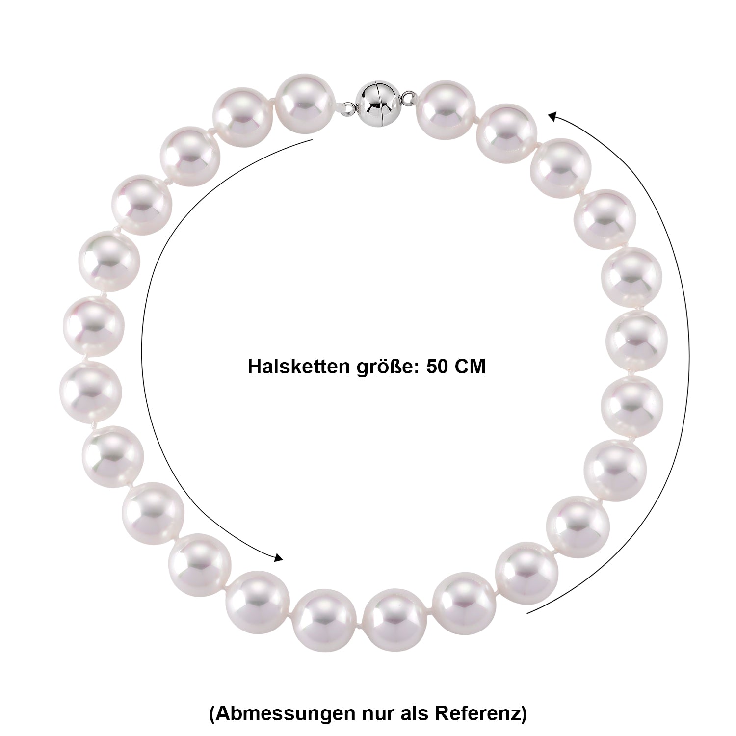 Weiße Muschelkernperle (18 mm) Halskette ca. 50 cm 316L Edelstahl 885.00 ct