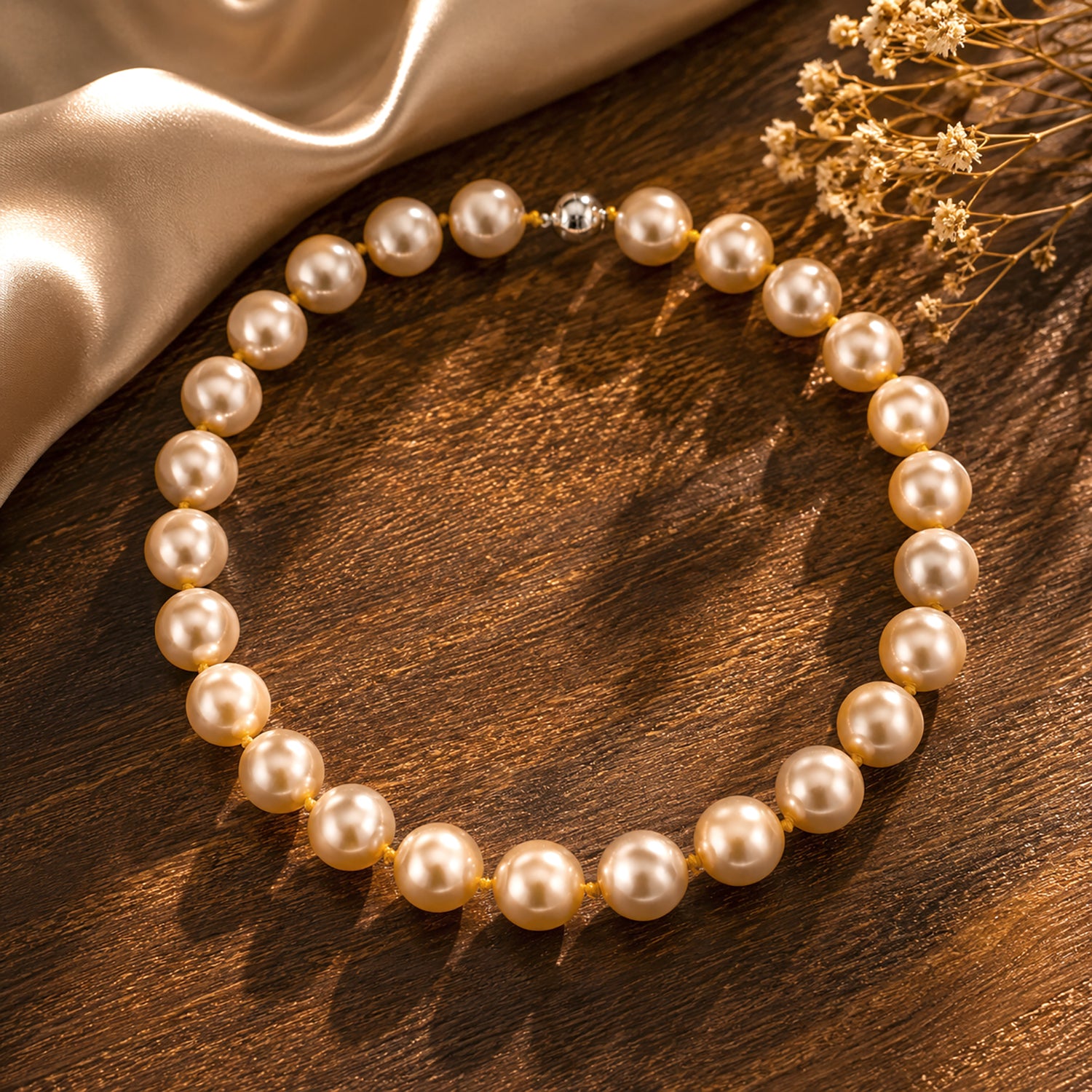 Goldene Muschelkernperle (18 mm) Halskette ca. 50 cm 316L Edelstahl 885.00 ct