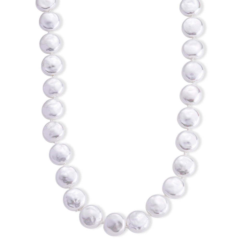 Weiße Muschelkernperle (20 mm) Keshi-Stil Halskette ca. 49.5 cm 316L Edelstahl 565.00 ct