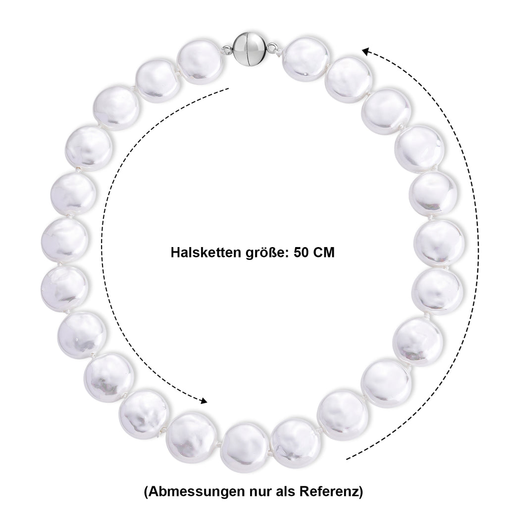 Weiße Muschelkernperle (20 mm) Keshi-Stil Halskette ca. 49.5 cm 316L Edelstahl 565.00 ct
