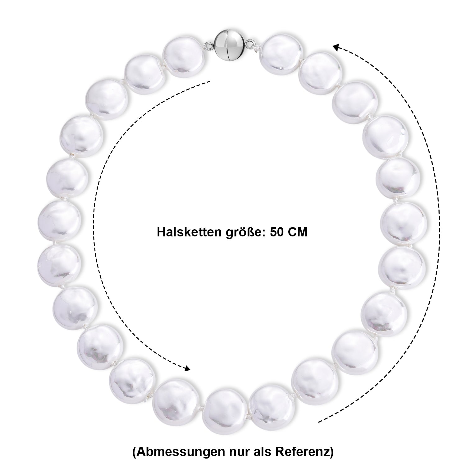 Weiße Muschelkernperle (20 mm) Keshi-Stil Halskette ca. 49.5 cm 316L Edelstahl 565.00 ct