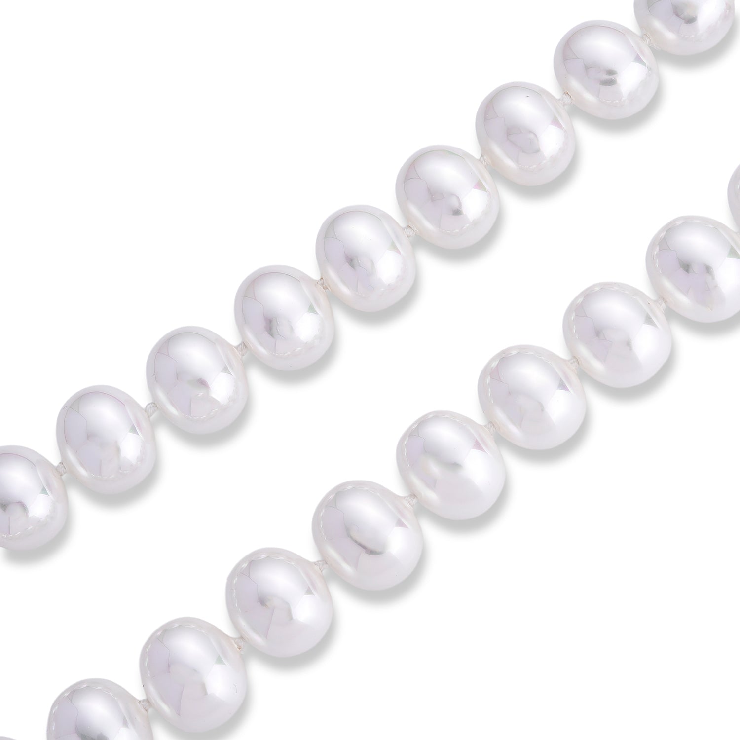 Weiße Muschelkernperle (19x16 mm) Halskette ca. 50 cm 316L Edelstahl 885.00 ct