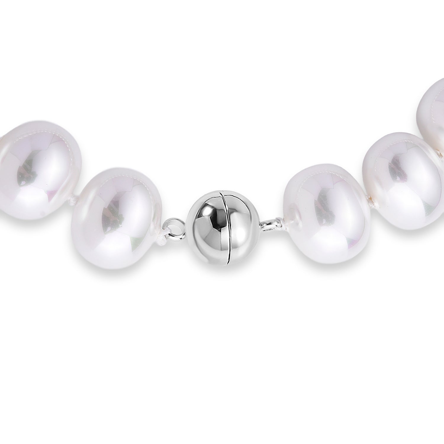Weiße Muschelkernperle (19x16 mm) Halskette ca. 50 cm 316L Edelstahl 885.00 ct