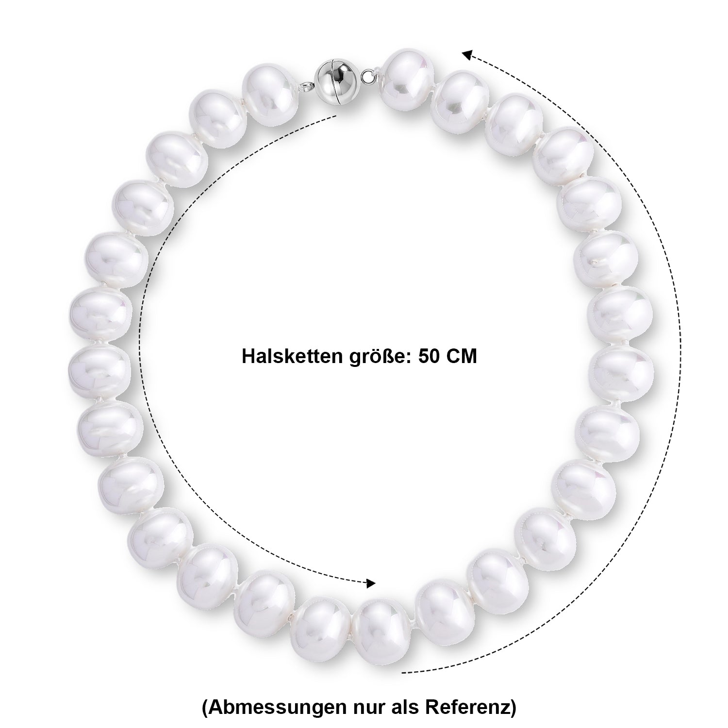 Weiße Muschelkernperle (19x16 mm) Halskette ca. 50 cm 316L Edelstahl 885.00 ct