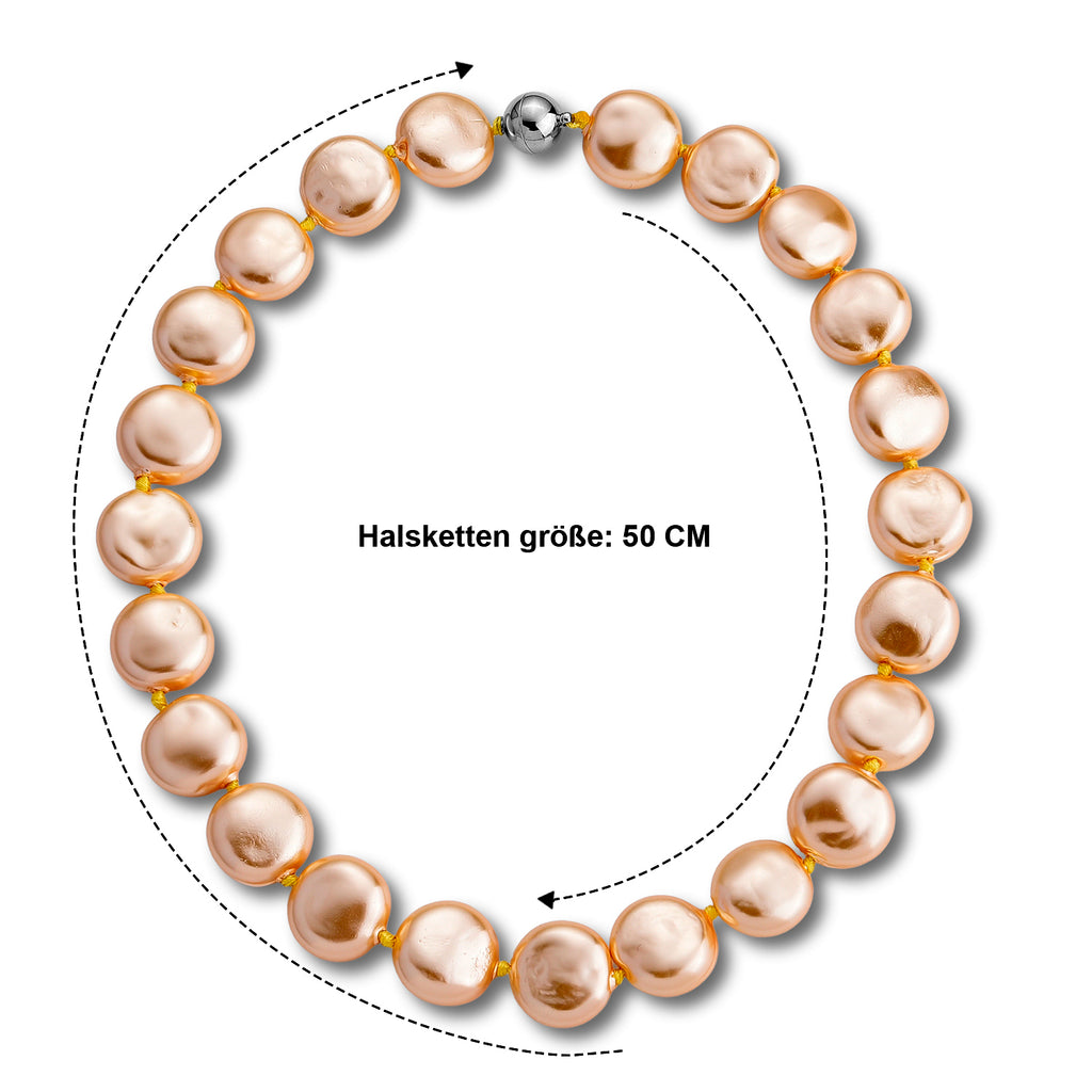 Goldene Muschelkernperle (20 mm) Keshi-Stil Halskette ca. 49.5 cm 316L Edelstahl 565.00 ct