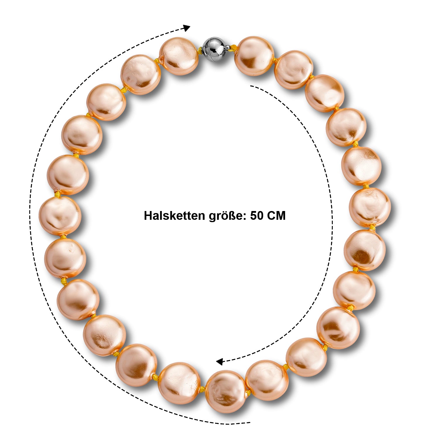 Goldene Muschelkernperle (20 mm) Keshi-Stil Halskette ca. 49.5 cm 316L Edelstahl 565.00 ct