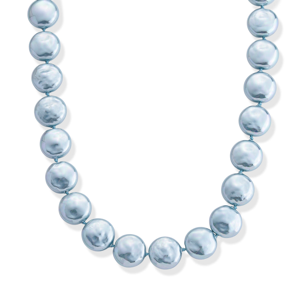 Blauer Muschelkernperle (20 mm) Keshi-Stil Halskette ca. 49.5 cm 316L Edelstahl 565.00 ct