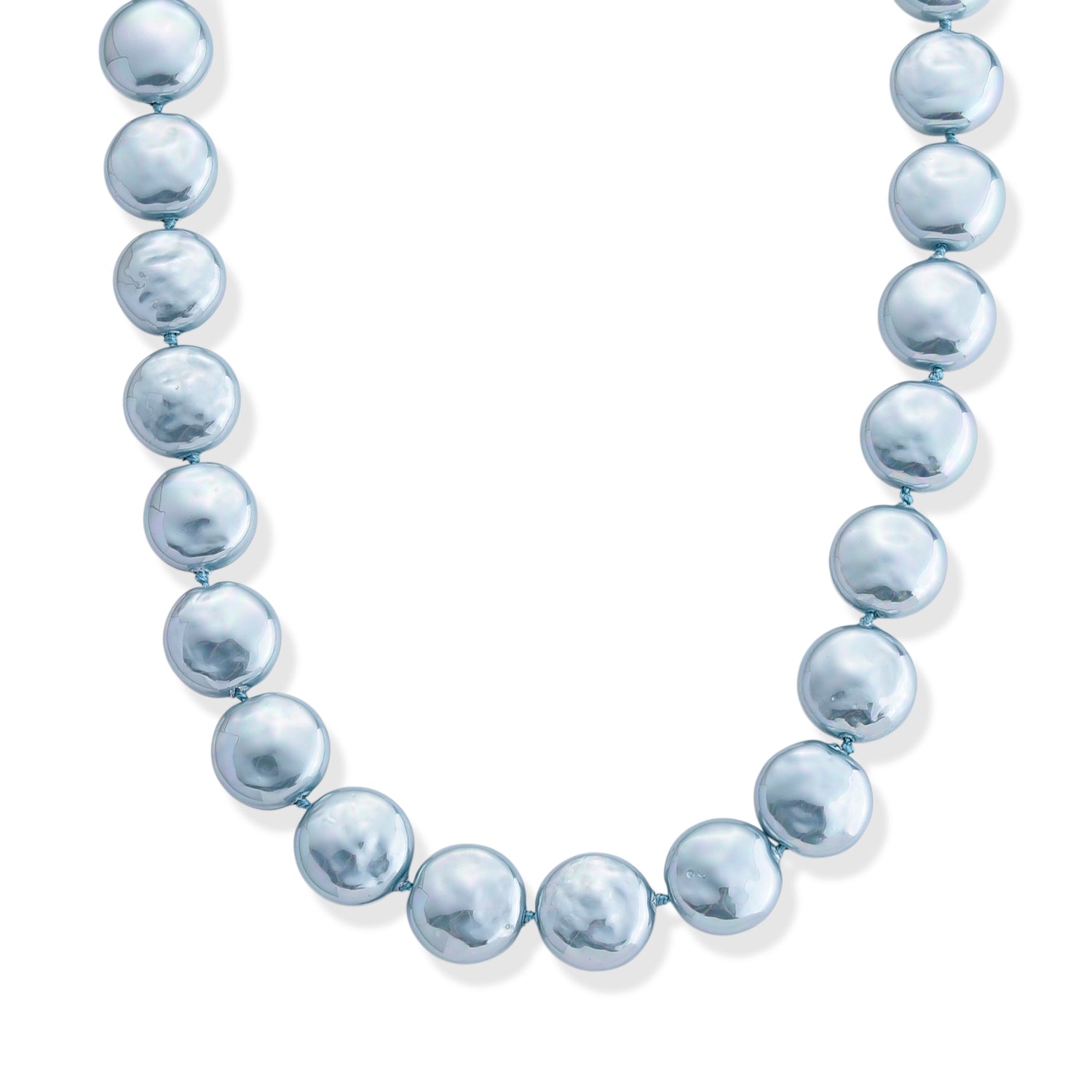 Blauer Muschelkernperle (20 mm) Keshi-Stil Halskette ca. 49.5 cm 316L Edelstahl 565.00 ct