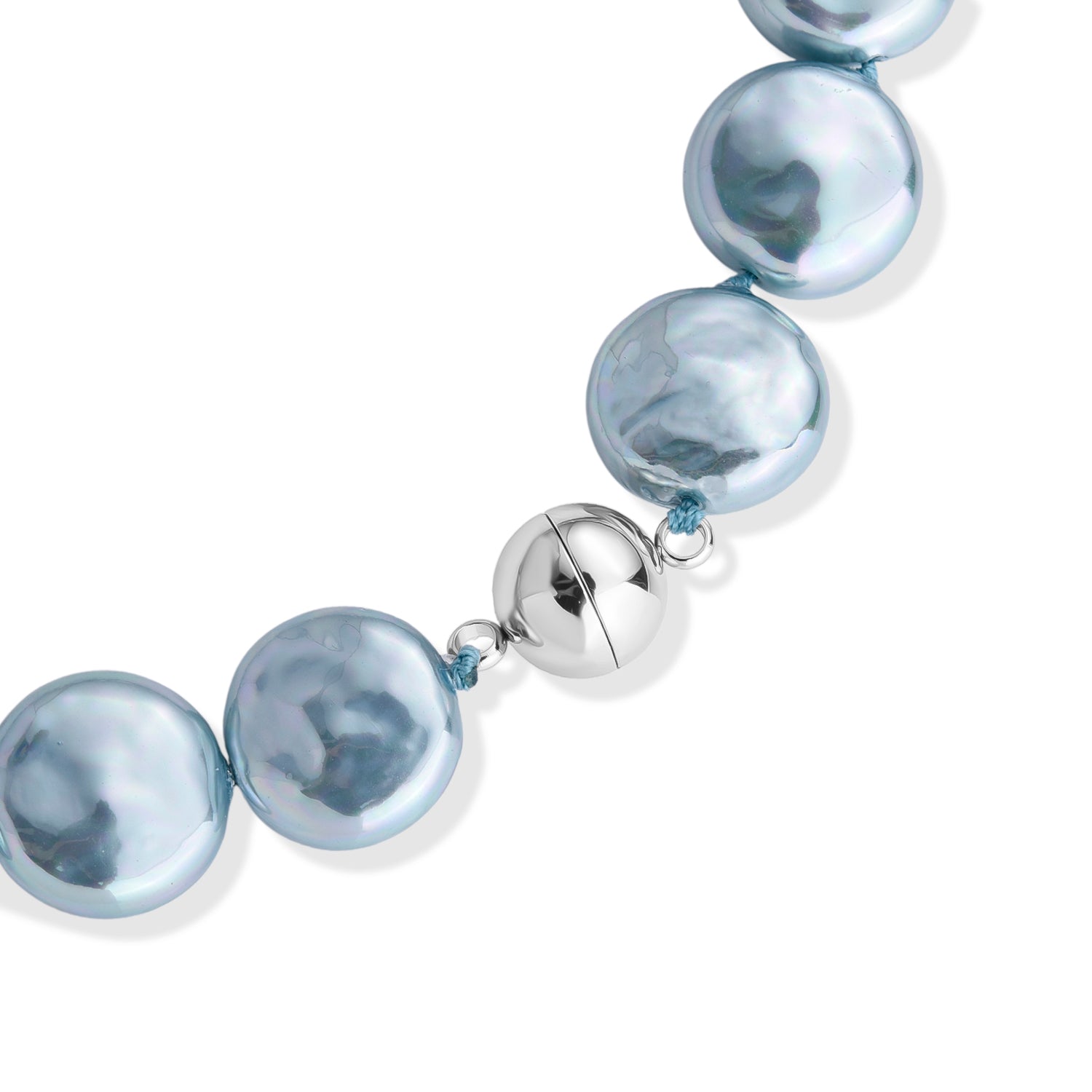 Blauer Muschelkernperle (20 mm) Keshi-Stil Halskette ca. 49.5 cm 316L Edelstahl 565.00 ct