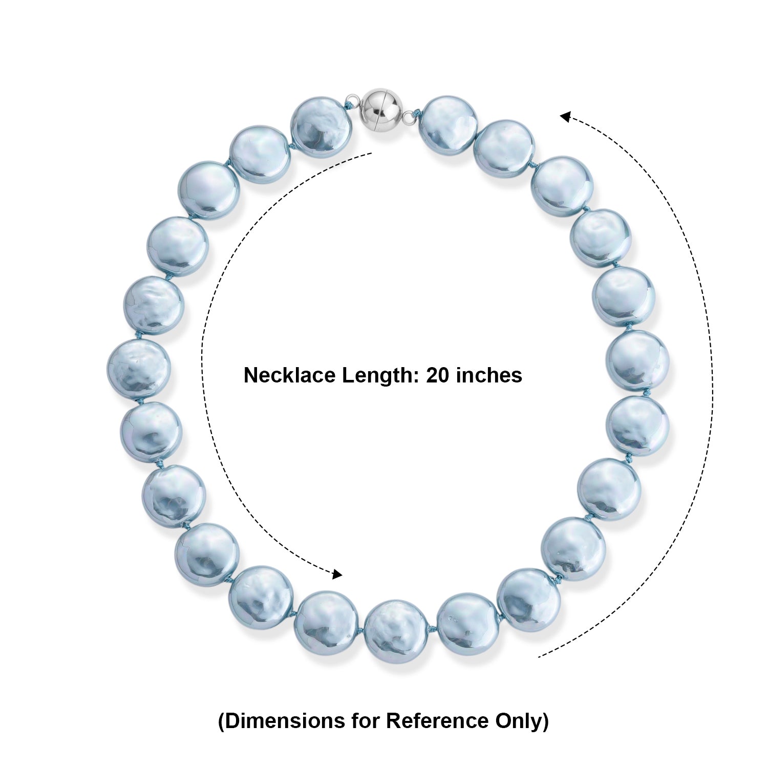 Blauer Muschelkernperle (20 mm) Keshi-Stil Halskette ca. 49.5 cm 316L Edelstahl 565.00 ct