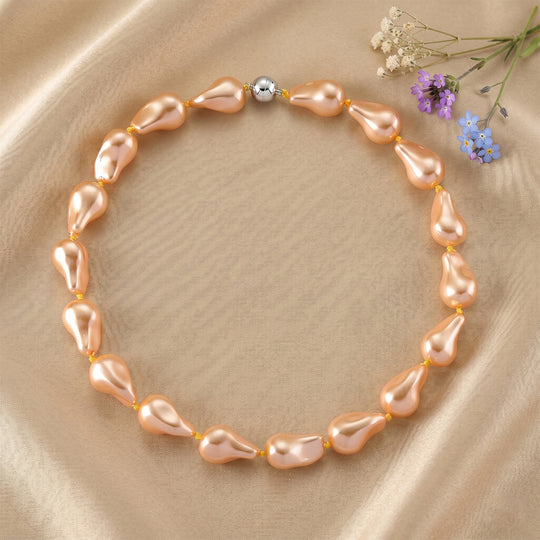 Goldene Muschelkernperle (25x25 mm) Halskette ca. 50 cm 316L Edelstahl 530.00 ct
