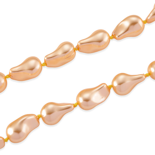 Goldene Muschelkernperle (25x25 mm) Halskette ca. 50 cm 316L Edelstahl 530.00 ct