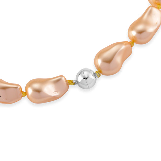 Goldene Muschelkernperle (25x25 mm) Halskette ca. 50 cm 316L Edelstahl 530.00 ct