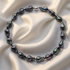 Pfaufarbene Muschelperle Halskette ca. 50 cm 316L Edelstahl 530.00 ct