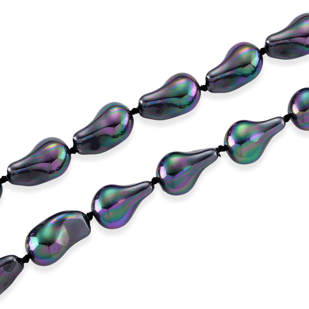 Pfaufarbene Muschelperle Halskette ca. 50 cm 316L Edelstahl 530.00 ct