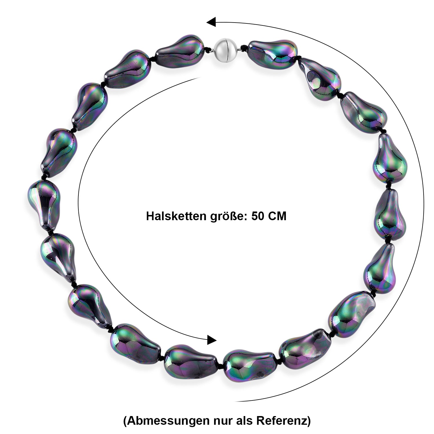 Pfaufarbene Muschelperle Halskette ca. 50 cm 316L Edelstahl 530.00 ct