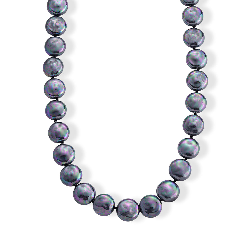 Pfaufarbene Muschelperle Keshi-Stil Halskette ca. 49.5 cm 316L Edelstahl 565.00 ct