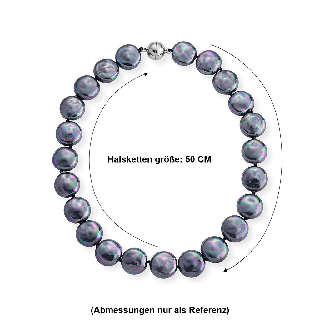 Pfaufarbene Muschelperle Keshi-Stil Halskette ca. 49.5 cm 316L Edelstahl 565.00 ct