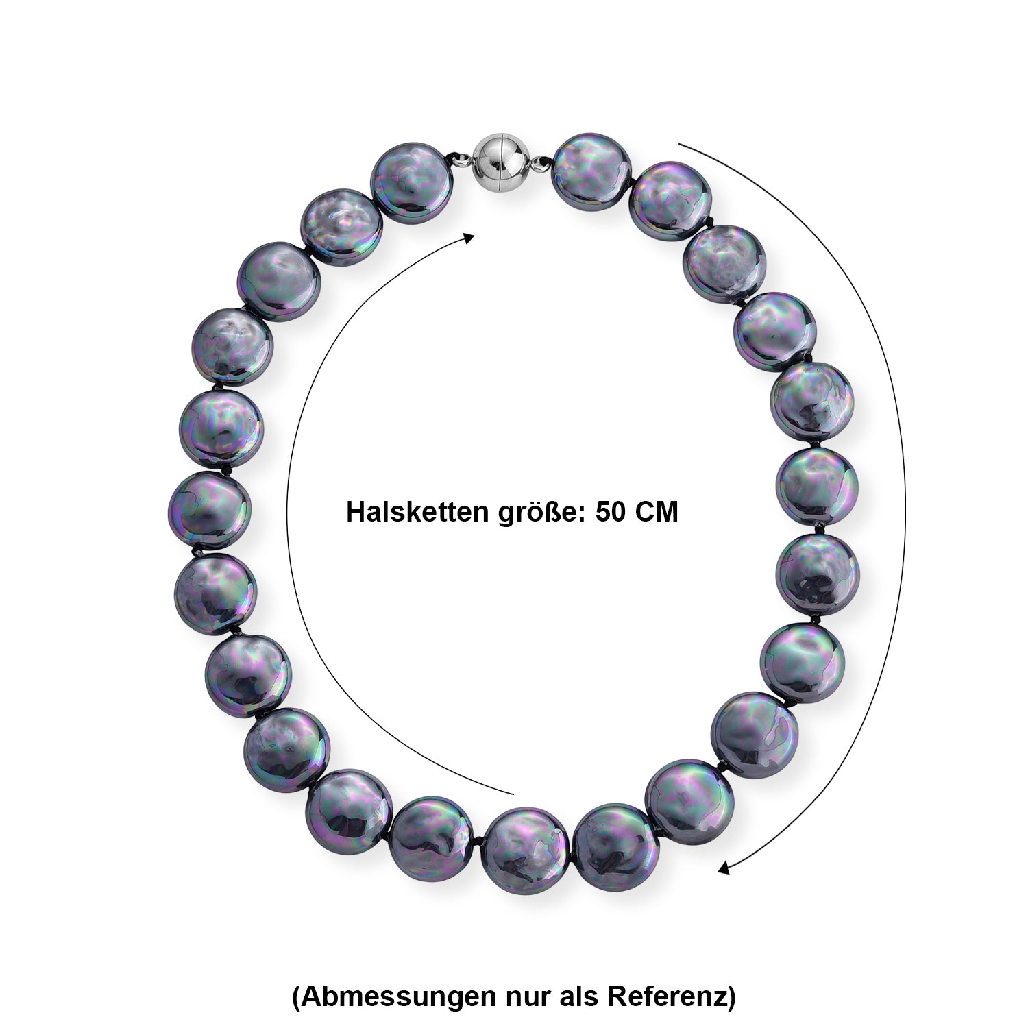 Pfaufarbene Muschelperle Keshi-Stil Halskette ca. 49.5 cm 316L Edelstahl 565.00 ct