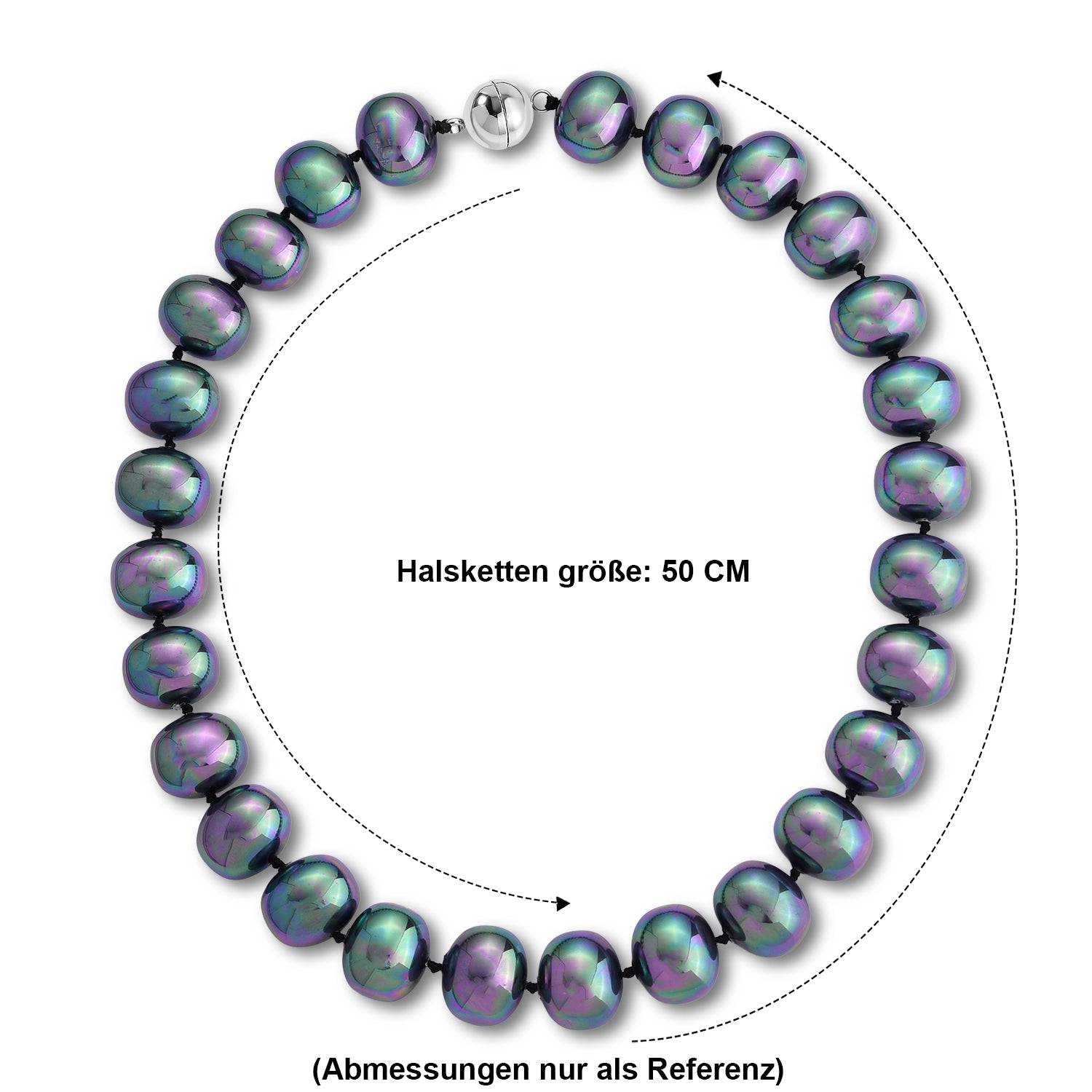 Pfaufarbene Muschelperle Halskette ca. 50 cm 316L Edelstahl 885.00 ct