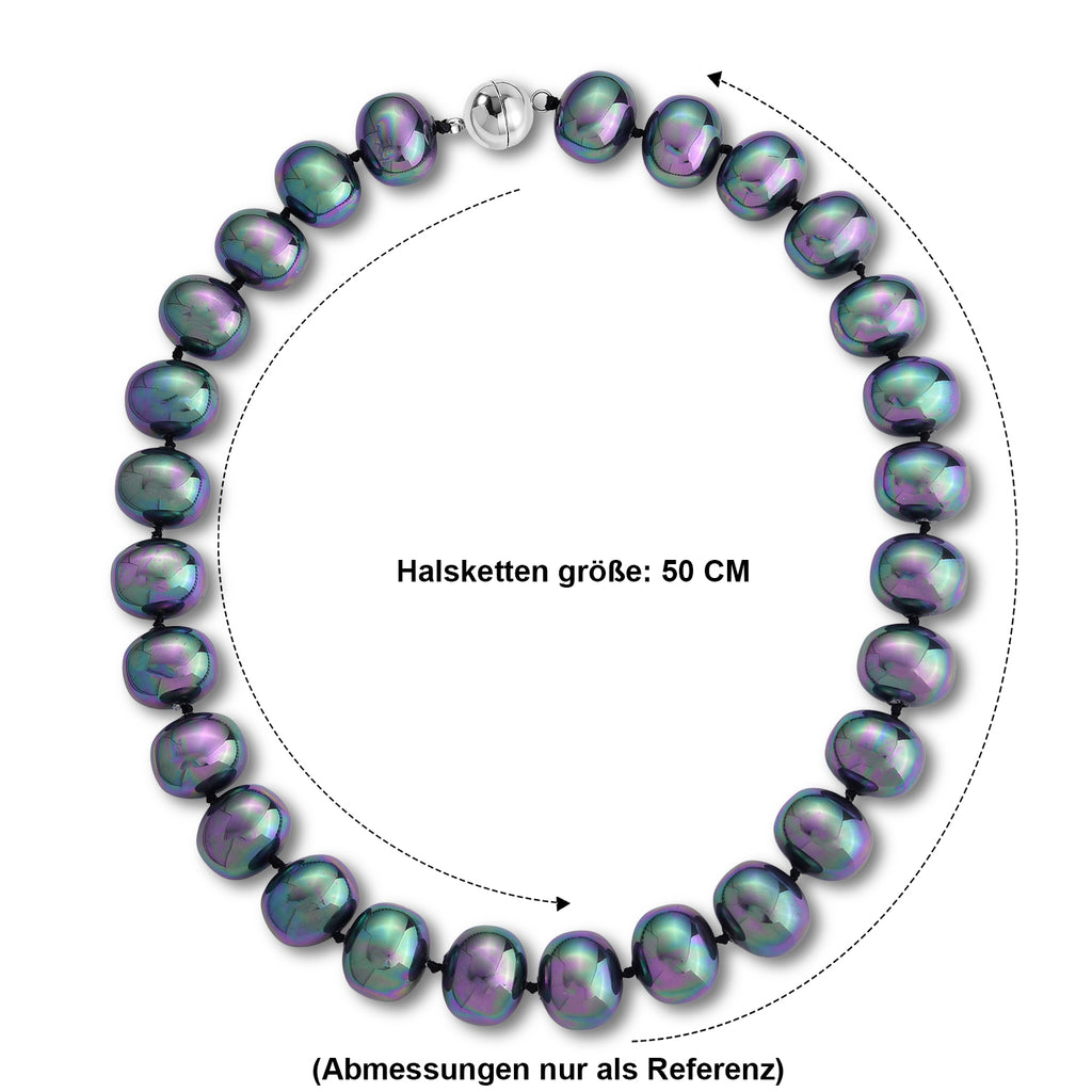 Pfaufarbene Muschelperle Halskette ca. 50 cm 316L Edelstahl 885.00 ct