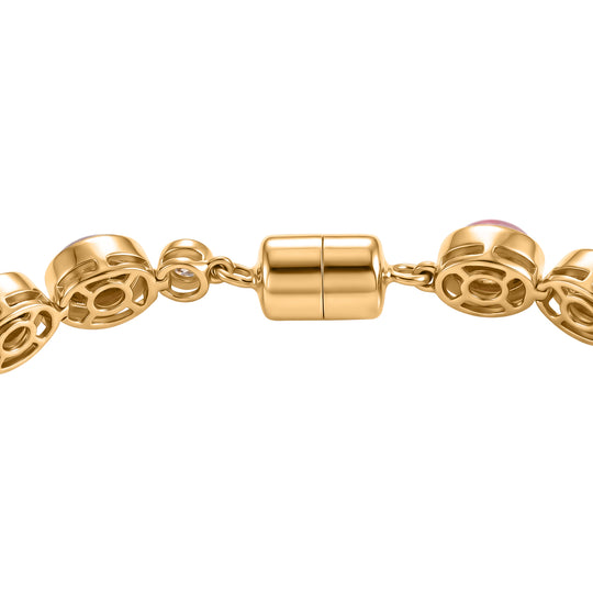 D'Joy Flamingo Mondstein, Moissanit Armband ca. 20 cm 925 Silber 750 Gelbgold vermeil ca. 16,75 ct.