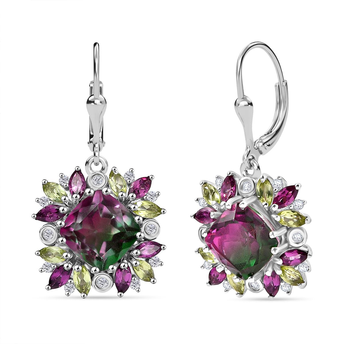 D'Joy Wassermelonen Quarz Triplett, Rhodolith Granat, Peridot und Zirkon Schmuckset