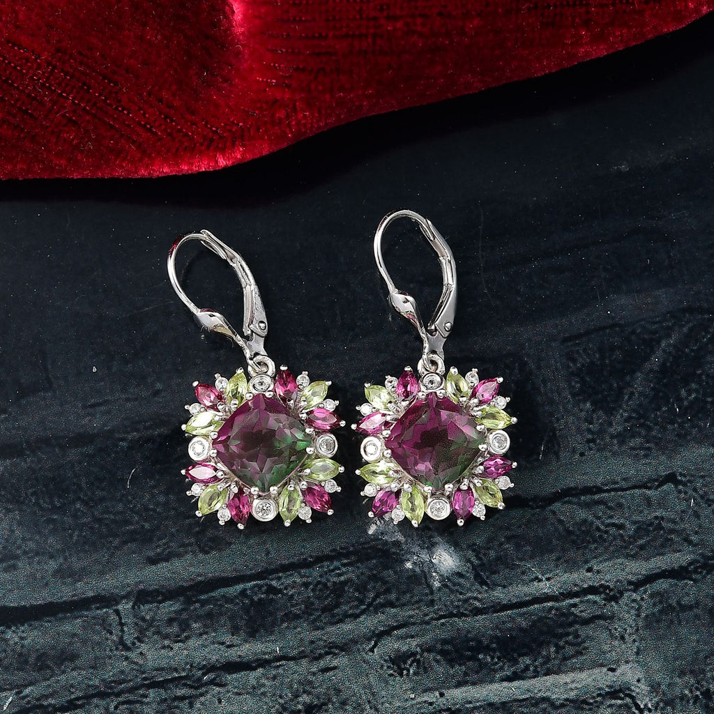 D'Joy Wassermelonen Quarz Triplett, Rhodolith Granat, Peridot und Zirkon Schmuckset