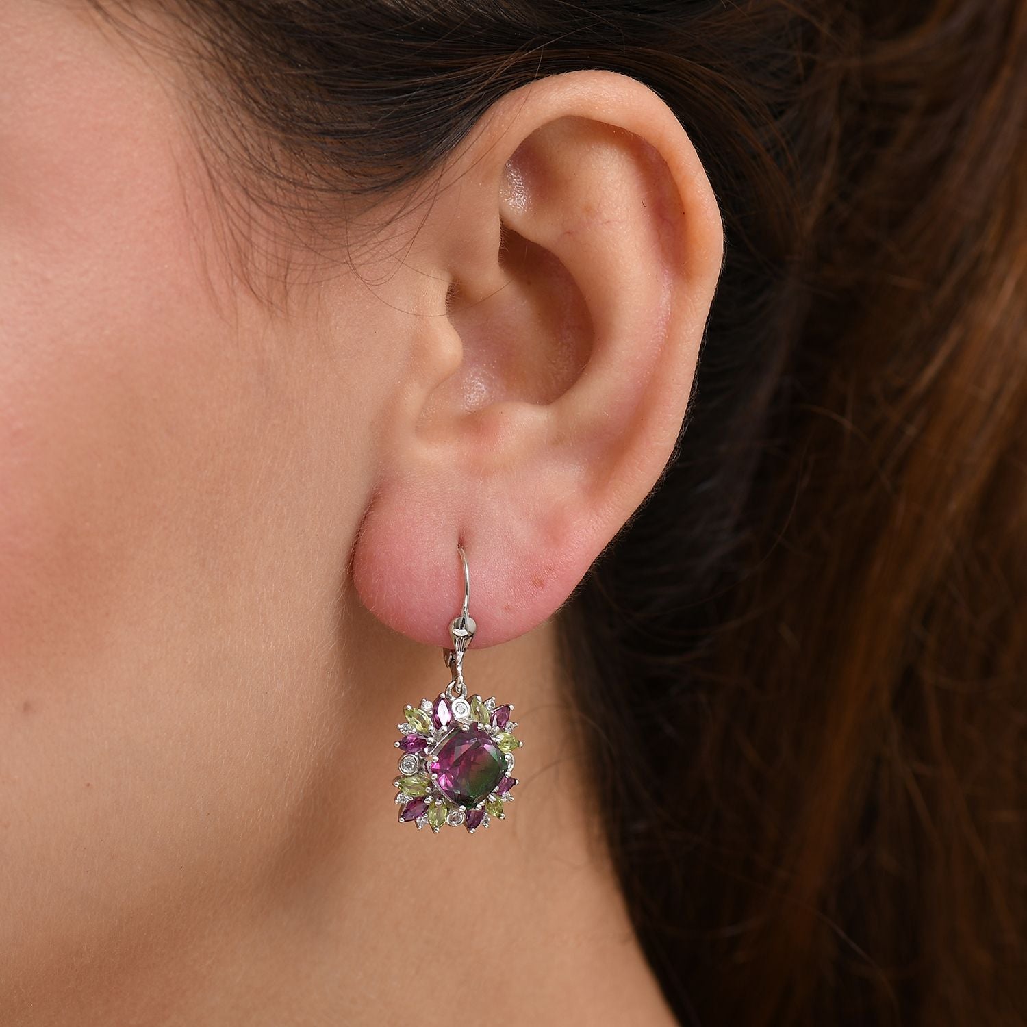 D'Joy Wassermelonen Quarz Triplett, Rhodolith Granat, Peridot und Zirkon Schmuckset