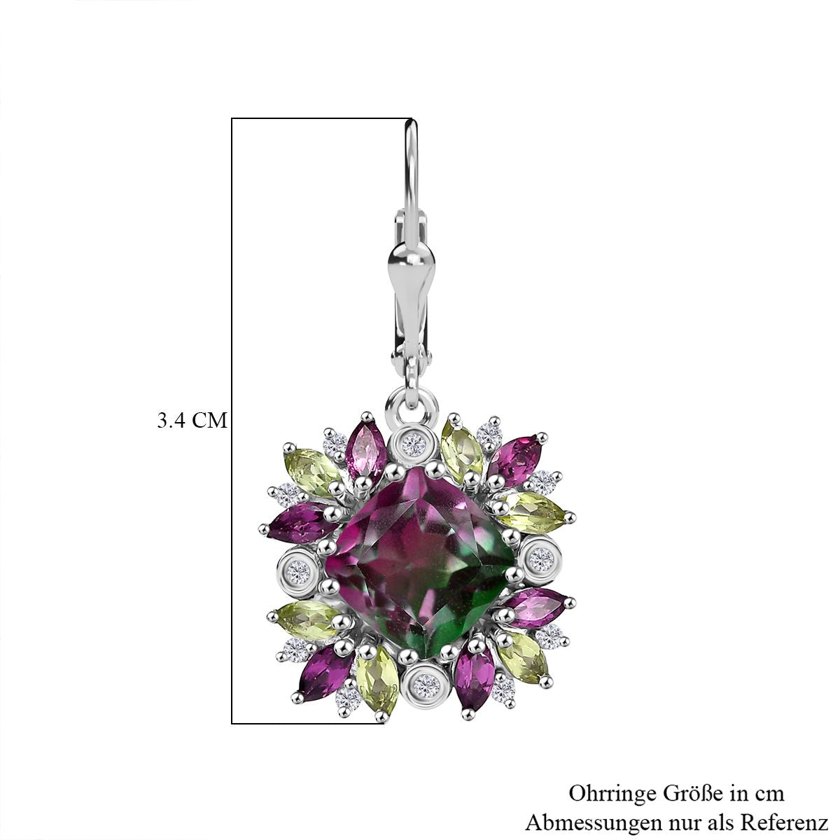 D'Joy Wassermelonen Quarz Triplett, Rhodolith Granat, Peridot und Zirkon Schmuckset