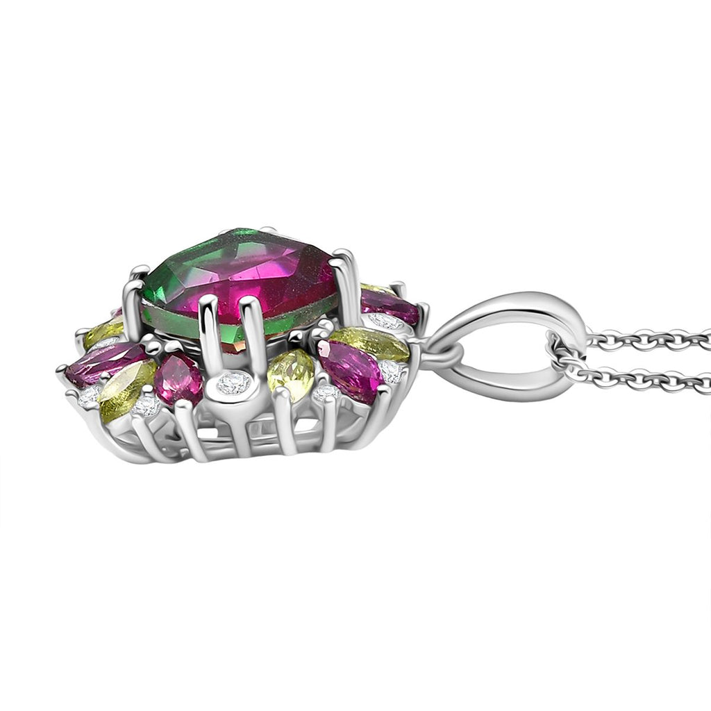 D'Joy Wassermelonen Quarz Triplett, Rhodolith Granat, Peridot und Zirkon Schmuckset