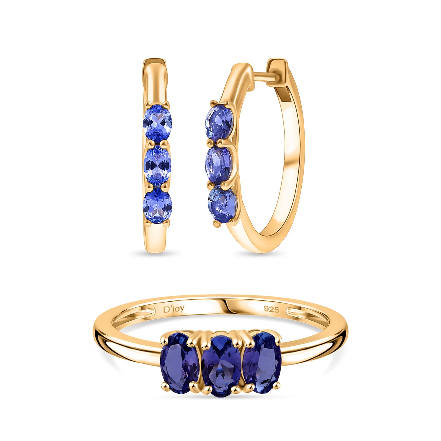 D'Joy AA Tansanit Ring und Ohrringe