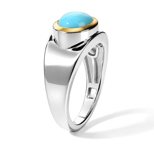 D'Joy AA Sleeping Beauty Türkis Ring 925 Silber Rhodiniert und 750 Gelbgold Vermeil (Größe 21.00) ca. 1,74 ct