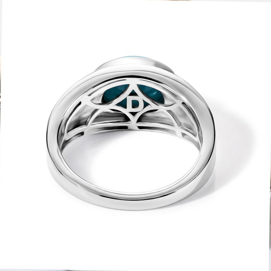 D'Joy AA Sleeping Beauty Türkis Ring 925 Silber Rhodiniert und 750 Gelbgold Vermeil (Größe 21.00) ca. 1,74 ct