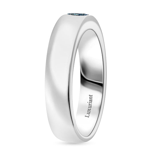 LUXURIANT DIAMOND - Lab Grown Blauer Diamant VS Ring 925 Silber Rhodiniert (Größe 19.00) ca. 0.25 ct