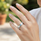 LUXURIANT DIAMOND - Lab Grown Blauer Diamant VS Ring 925 Silber Rhodiniert (Größe 19.00) ca. 0.25 ct