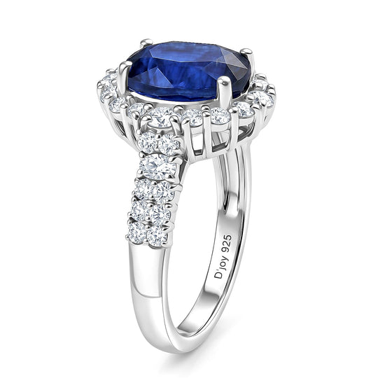 D'Joy AA Kyanit, Moissanit Ring 925 Silber Rhodiniert (Größe 19.00) ca. 4,01 ct