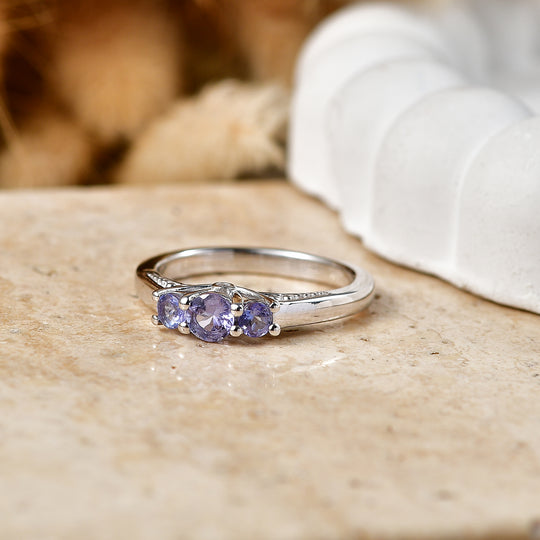 D'Joy Tansanit Ring 925 Silber Platiniert (Größe 17.00) ca. 0,54 ct