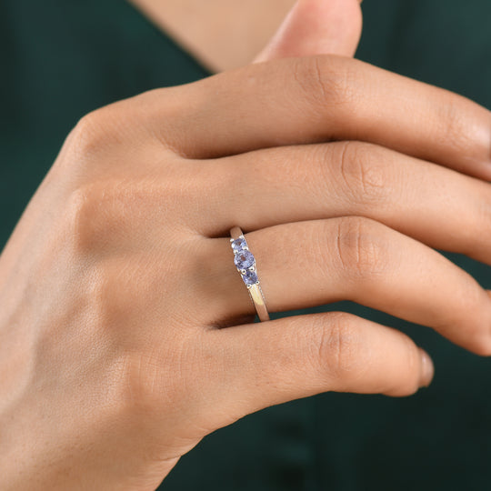 D'Joy Tansanit Ring 925 Silber Platiniert (Größe 17.00) ca. 0,54 ct