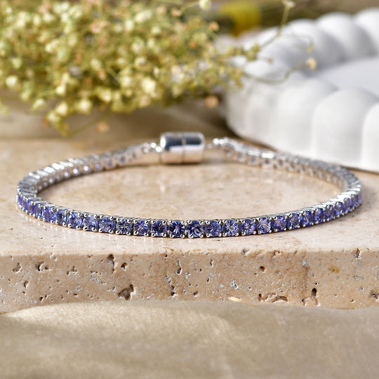 D'Joy Tansanit Armband ca. 20 cm 925 Silber Rhodiniert ca. 5,82 ct.